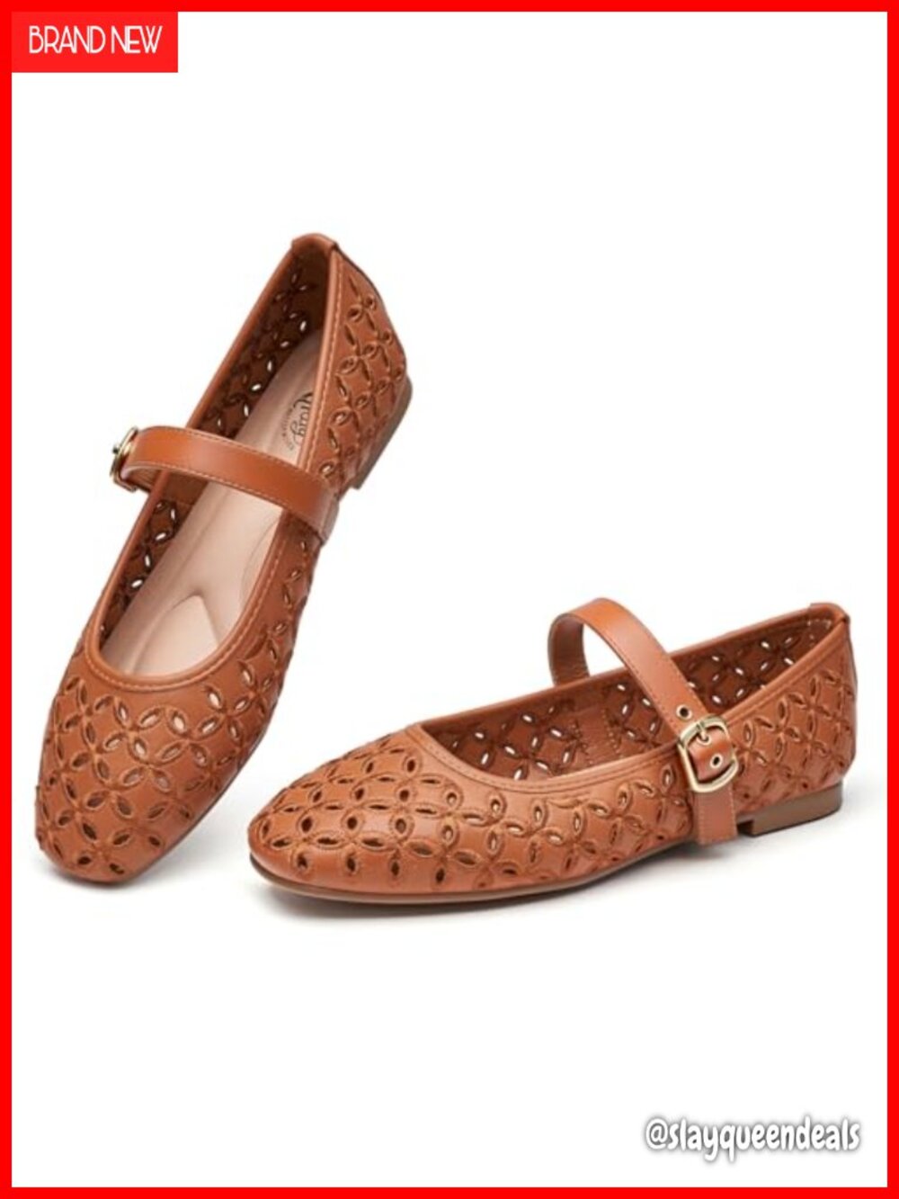 Trary Mary Jane Flats Women Hollow Ballet Round Toe Ankle Strap Comfortable